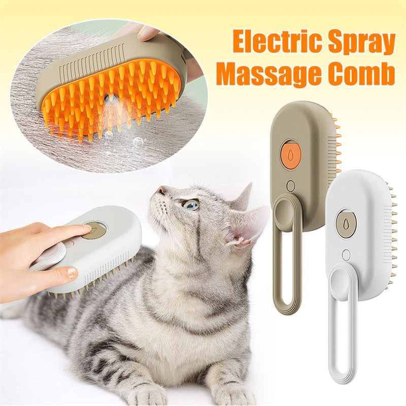 3-in-1 steam pet grooming brush for cats and dogs removing loose fur