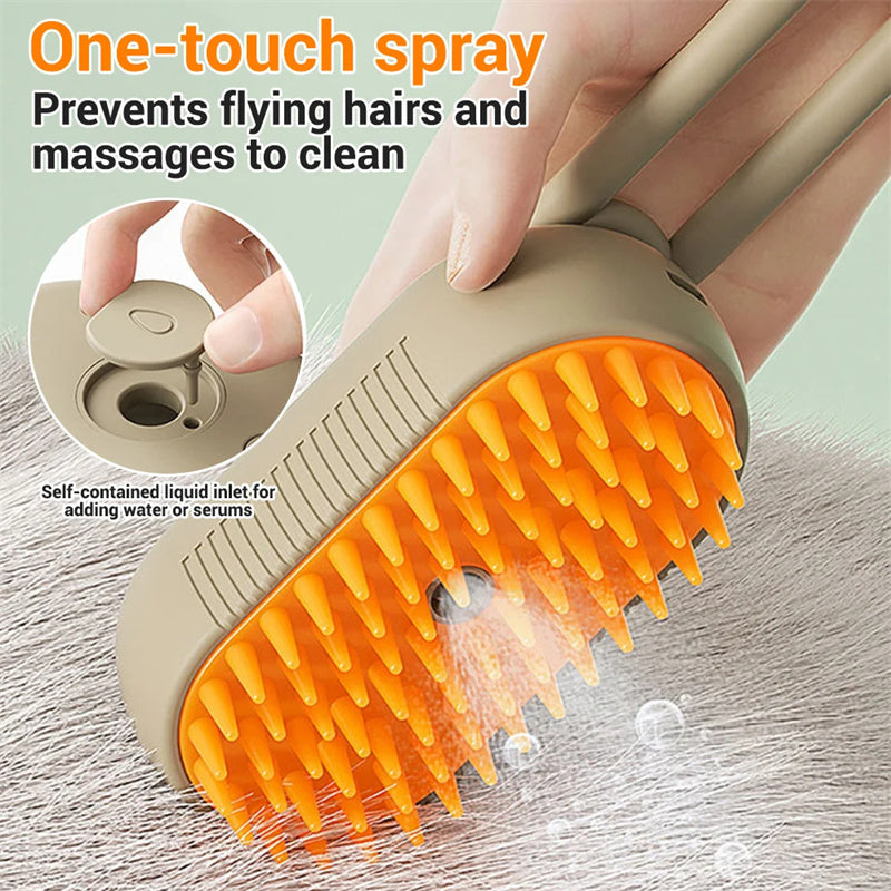 USB rechargeable pet hair removal brush with soft silicone bristles